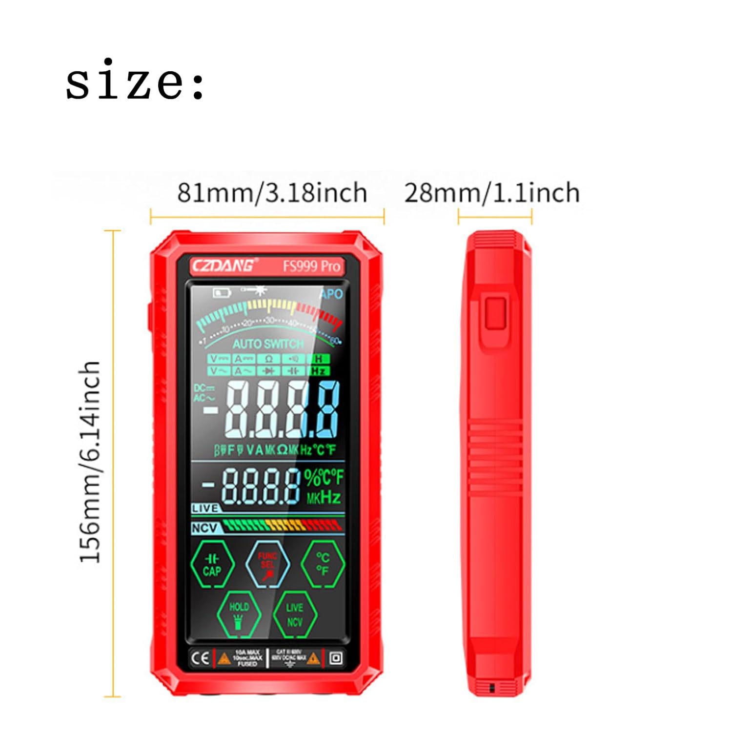 Smart Digital Multimeter, Fully Automatic True RMS TRMS 6000 Count Digital Voltmeter - USB Rechargeable Multimeter for Home Automotive Industrial Electrical Repairs (Color Screen)