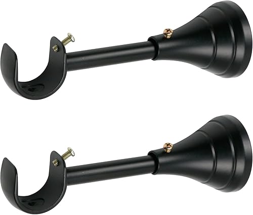 KUMGROT Paquete de 2 soportes ajustables para barra de cortina, ganchos resistentes para barra de cortina, soportes de pared para barra de cortina