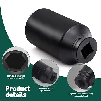 41mm Socket, 1/2 Drive Deep Impact Socket 6 Point CR-V Metric for Axle Nuts Easy Removal (Length 78mm)