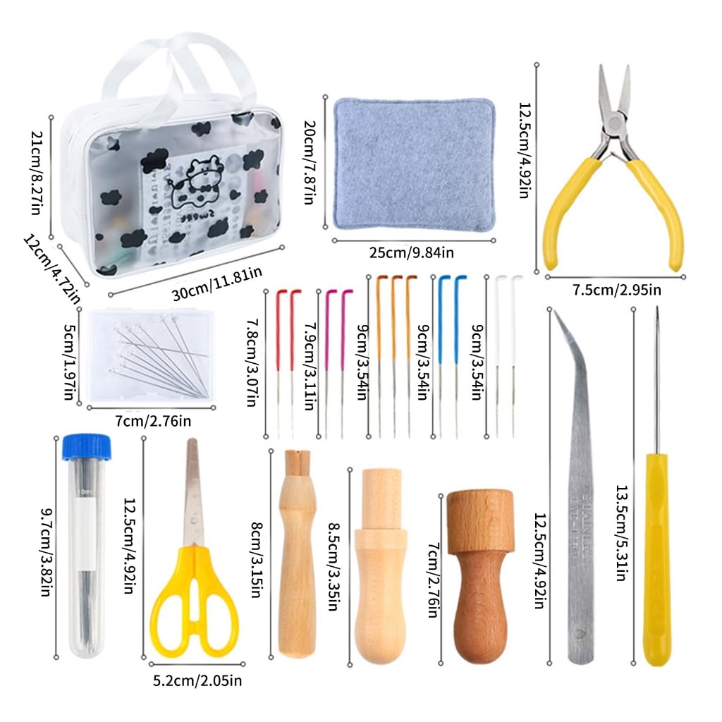 Kits de fieltro de aguja para principiantes y adultos, kits de inicio de fieltro con bolsa de almacenamiento