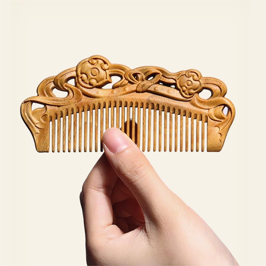 Peines para Hombres, Estilo Chino, Peine de Madera de Dientes Finos, Peine pequeño portátil, Peine para el hogar, Peine para Cabello Liso, Peine para Cabello Rizado (AA)