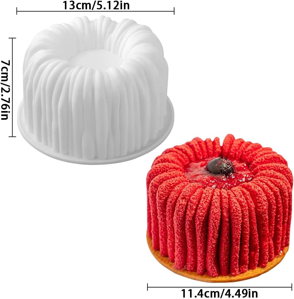 4inch Coil Texture Mousse Cake Mold, Nonstick Round Silicone Molds for Baking Supplies Silicone Mold for Mousse Cakes Cheesecakes Bread Muffin Baking Pan Jelly Pudding Chocolate Molds Kitchen Bakeware