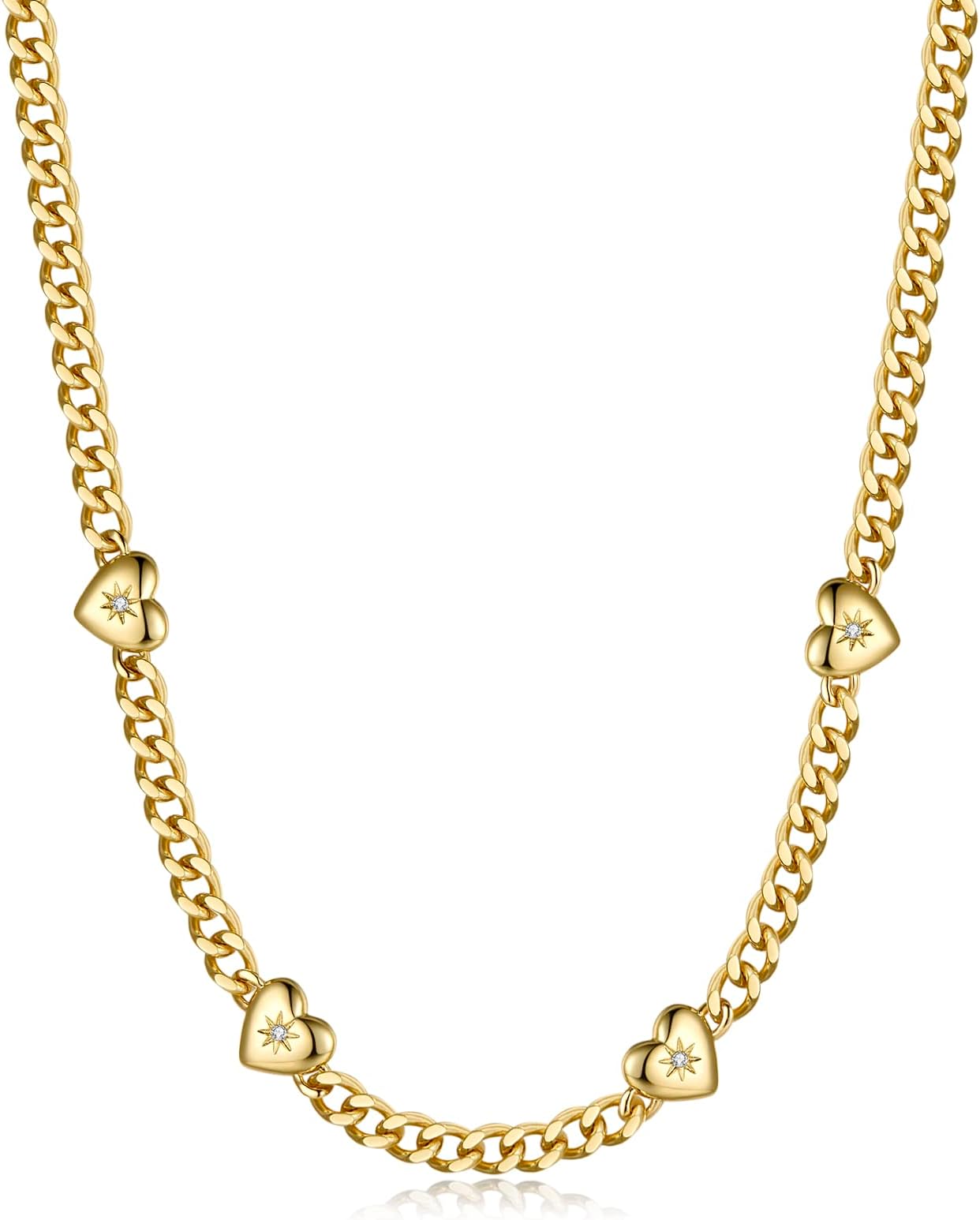NUZON 14K Gold Plated Chain Choker Necklace for Women 16’’ Layering Jewelry