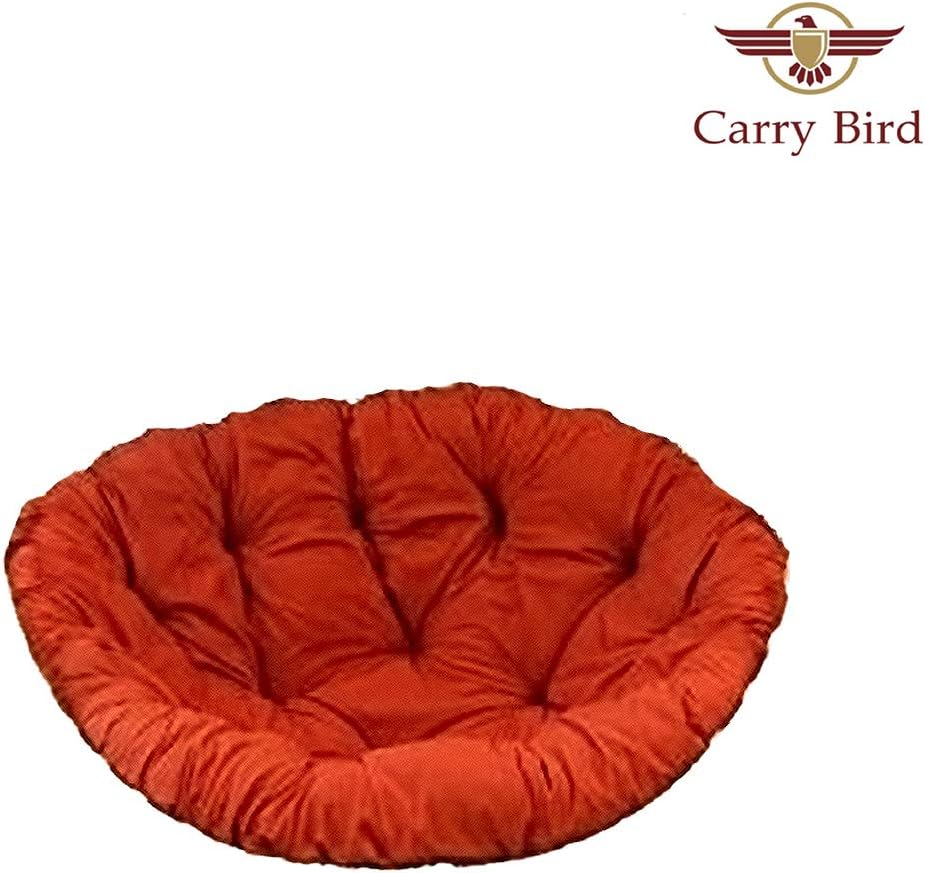 Carry Bird Indoor Single Outdoor Round Tufted Patio Moshi Poly Fibre Cushion Seat/Padded Pillow for Hanging Cocoon Basket Chair Swing or Jhula; Orange