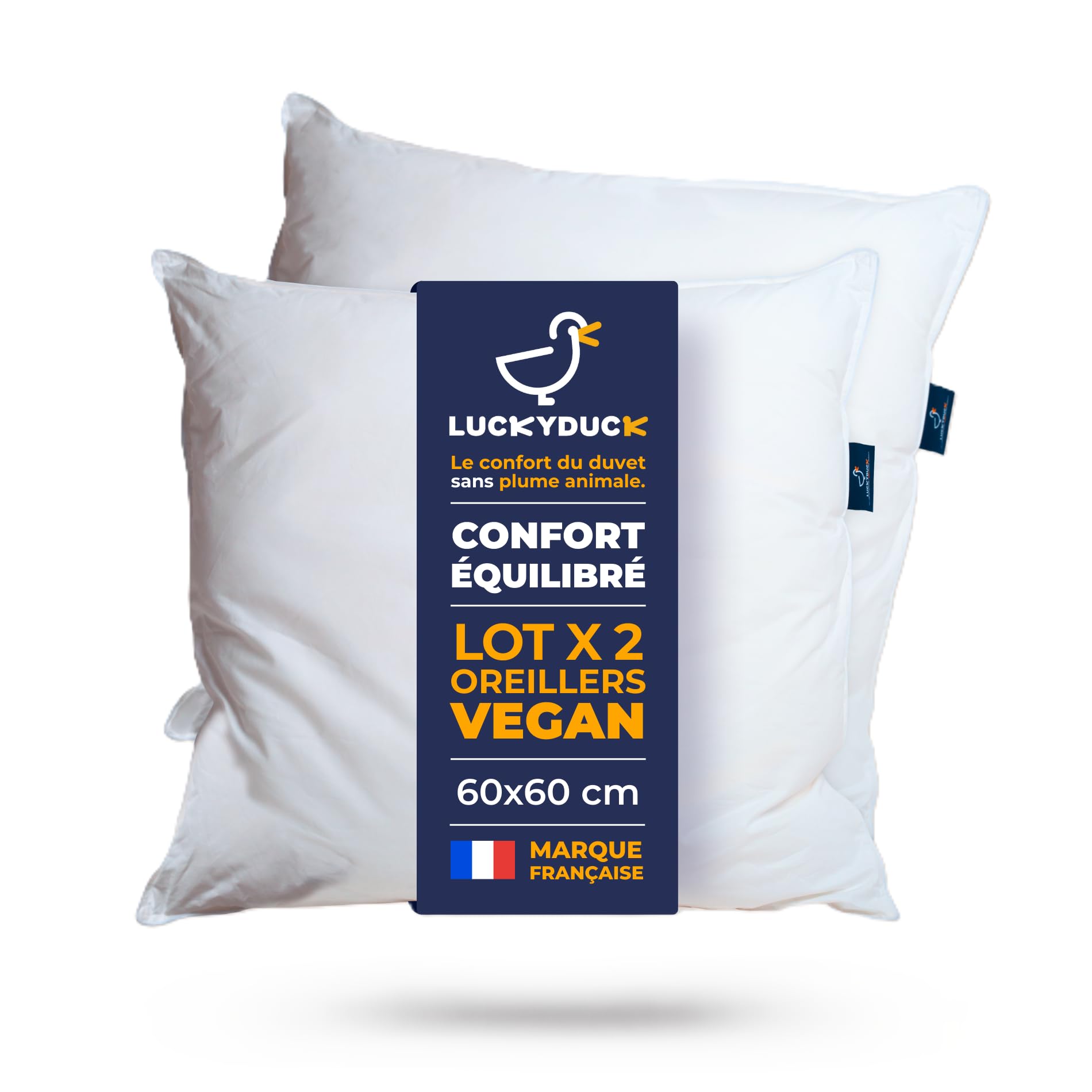 Oreillers 60x60 respirants en microfibre et coton pour un soutien stable