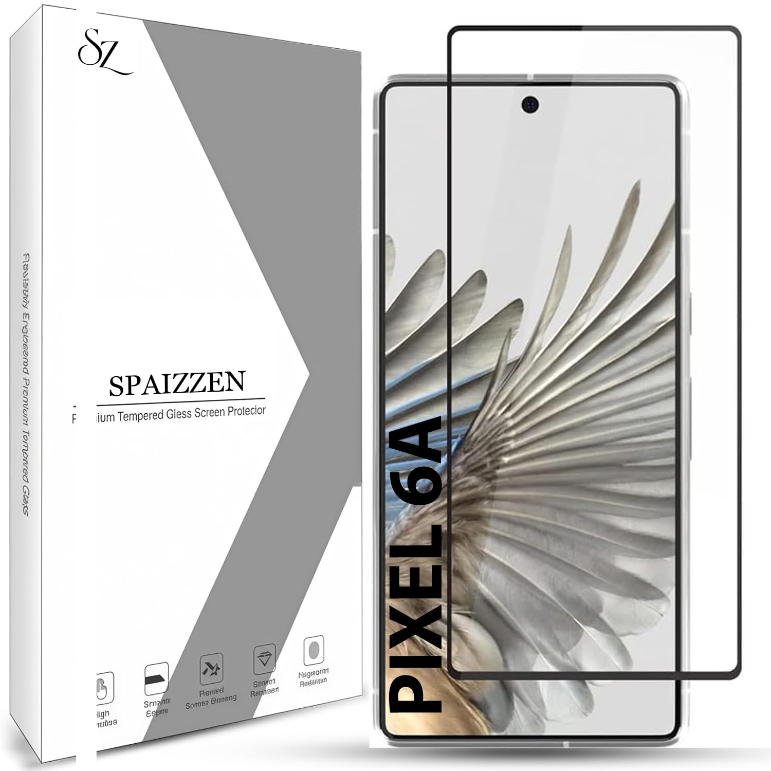 SPAIZZEN Tempered Glass Screen Protector Compatible for Google Pixel 6A / Google Pixel 6a with Edge to Edge Coverage and Easy Installation Kit