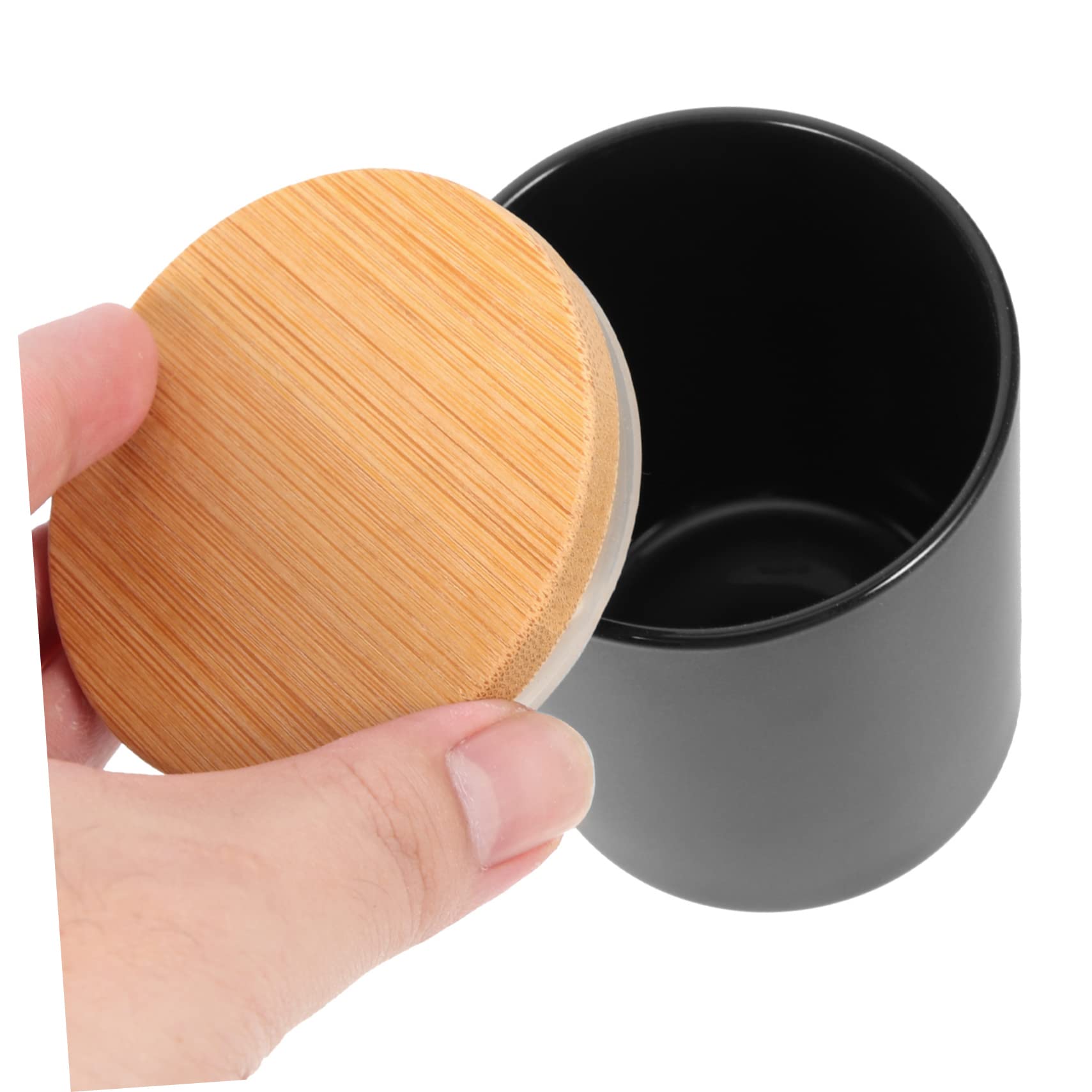 Barattoli per Candele Profumate in Vetro, Set da 4, Neri | Coperchio Sigillato, per Oggetti Piccoli, Design Delicato e Romantico, Adatti All'arredo Domestico