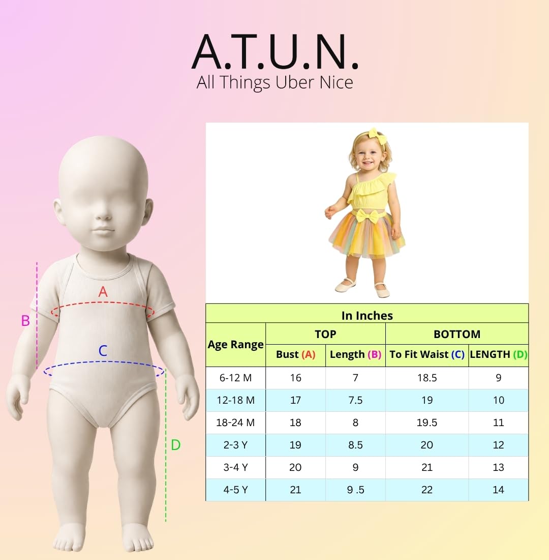 A.T.U.N. (ALL THINGS UBER NICE) Set di 3 pezzi per bambine, con gonna a tutù monospalla e fascia per capelli