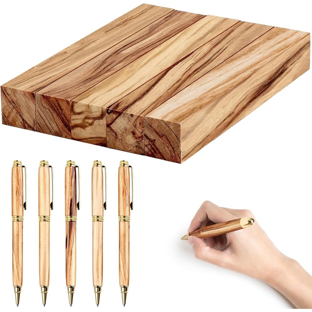 Stift-Drehzubehör-Set - 5 Stück Olivenholz-Stiftrohlinge, 12,7 x 1,9 x 1,9 cm, Bastelmaterial zum Selbermachen