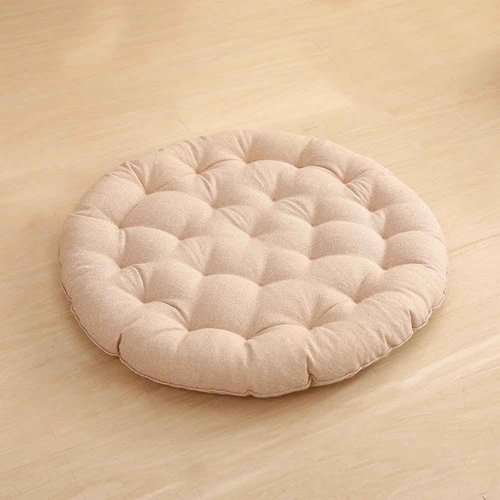 Coussin de sol beige pour coin lecture et méditation au salon