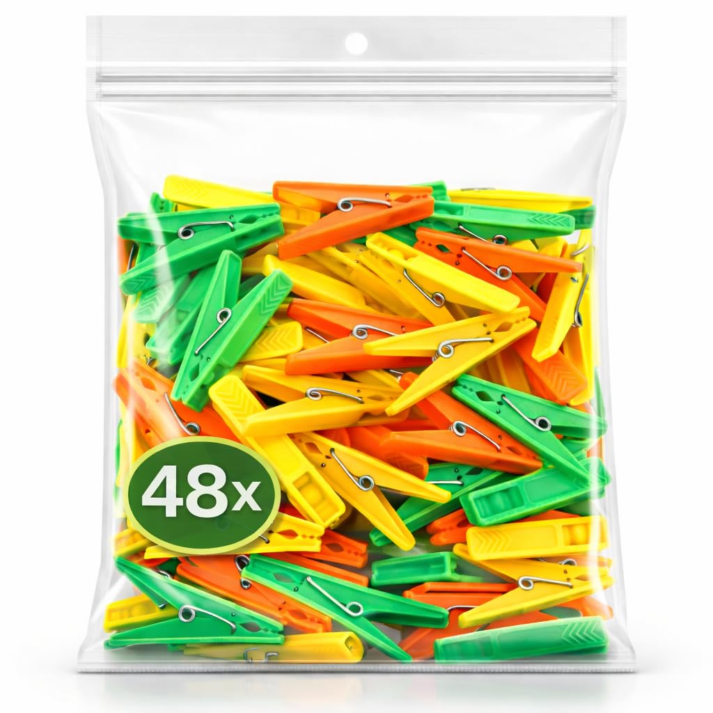 Tovokart 48 pcs Heavy Duty Rust Free Cloth Peg and Clothes Clip for Drying Clothes, Strong Grip Laundry Drying Pins for Hanger Rod and Rope, Wash Line Cloth Clips. (48 Clips Pack)