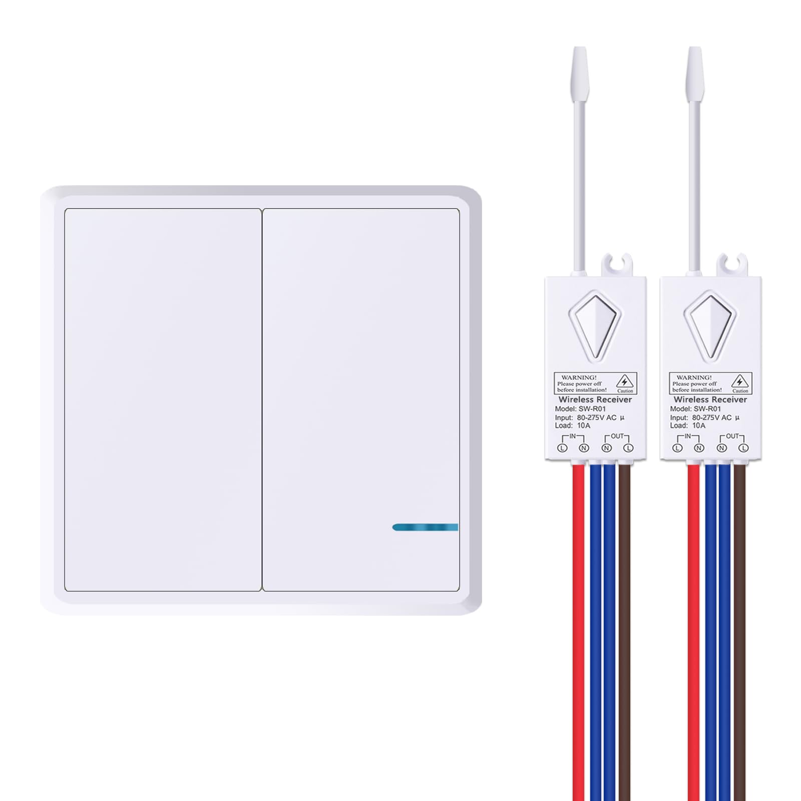 nineleaf Wireless Leuchten Schalter Kit, keine Verkabelung keine WIFI erforderlich, Wand Fernbedienung Schalter für Geräte auf/aus, vermeiden Jagen Wand für Kabel