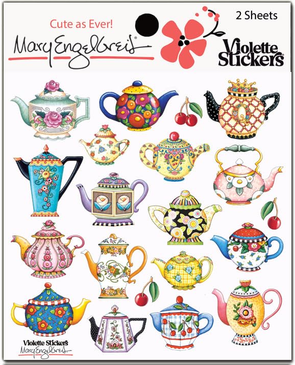 Mary Engelbreit Marys Teapots Stickers by Violette Stickers