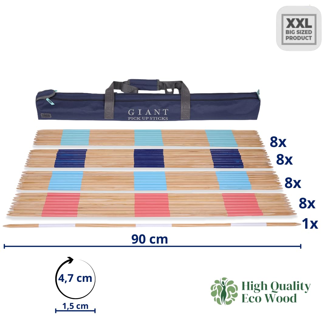 Uber Games Mikado XXL Mega 90 hasta 150 cm – Exterior e interior – en bolsa de transporte – Versión Jumbo FSC (hasta 90 cm)