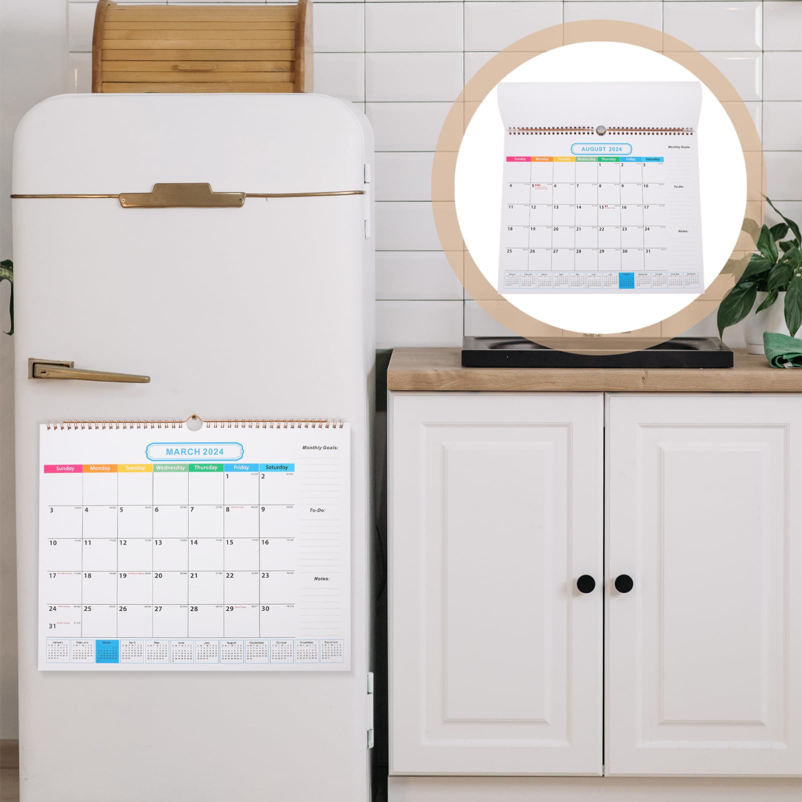 Tofficu 2stücke Kleinwandkalender Monate Hängender Monatskalender Für Zuhause Büro Schule Praktischer Countdown-kalender Mit Einfachem Design Für Organisation Von Terminen Und