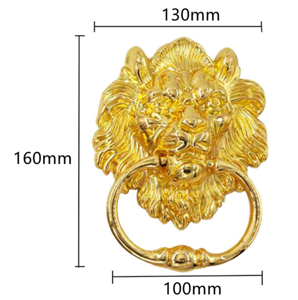 Knocker Antique kołatka na drzwi z głową lwa wielokolorowa, stop cynku, do drzwi i krzeseł (złoty)