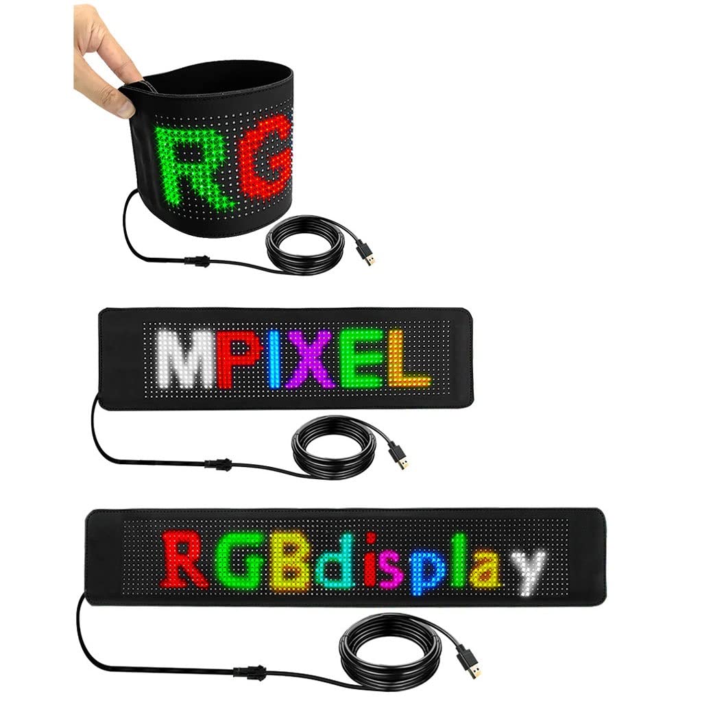insegna Luminosa LED Scorrevole Segnale LED programmabile Schermo Flessibile a LED Pannello a Matrice Visualizzazione dello Schermo Scorrimento del Messaggio di Testo per Car Bar Party Festival (Size