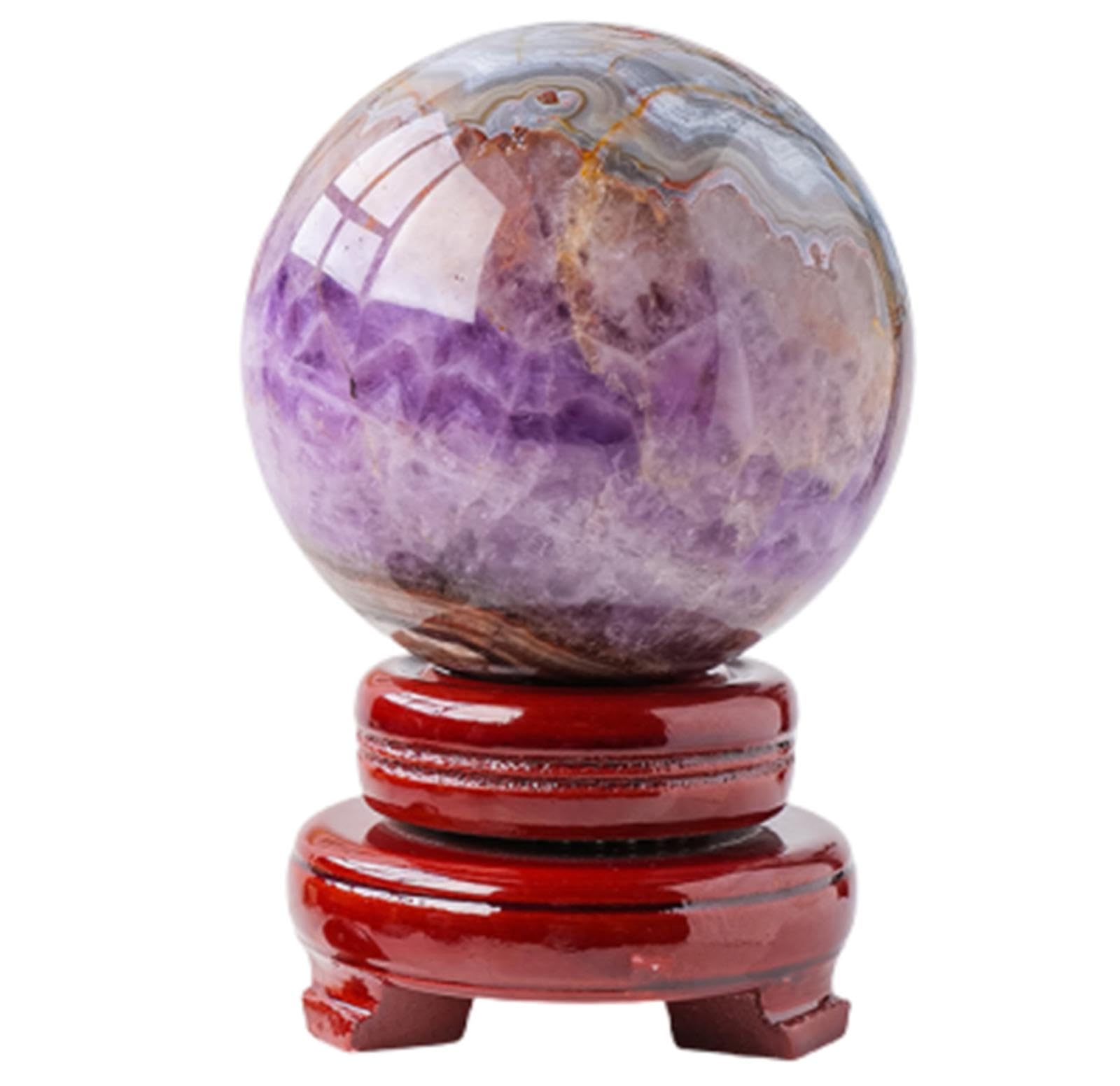 KCDFDVJFBM Crystals Sphere Amethyst Crystal Ball Polished Divination Quartz Stone with Decorative Stand Home Decoration,9.5-10cm