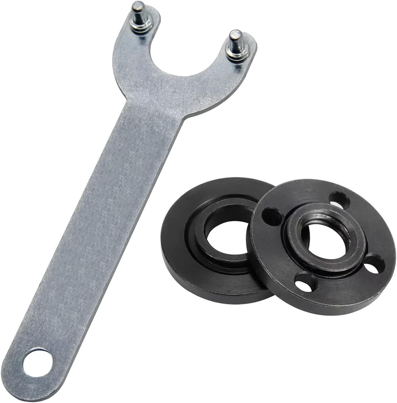 Angle Grinder Wrench & 5/8-11 Flange Nut Kit, Compatible with Milwaukee Makita Bosch Metabo Ryobi Black & Decker 193465-4 224399-1 for 4.5" 5" Grinders