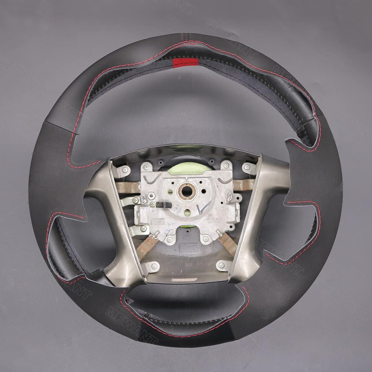 MEWANT Steering Wheel Cover Wrap for Chevy Epica 2006-2011 Hand-Stitched Black Microfiber Leather&Suede