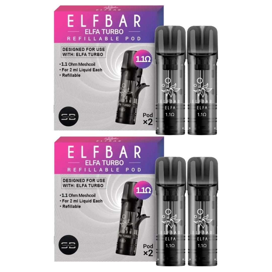 Elf Bar Elfliq Elfa Turbo Pods [1.1 x 2 Packs] - 2 Pack - No Nicotine | Available in (0.8,1.1)