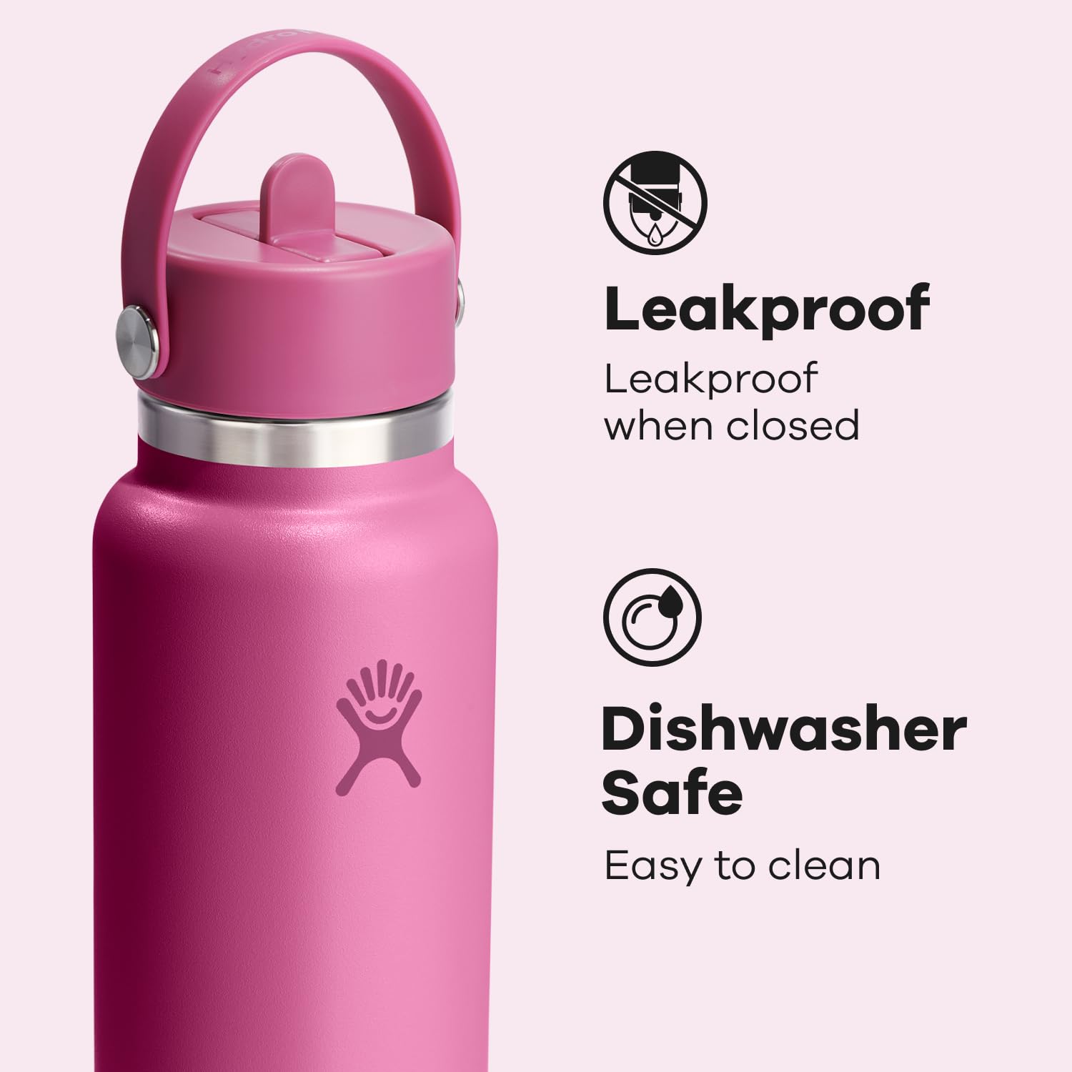 Hydro Flask 907.2 g Wide Flex Straw Cap Bottle - Insulated Stainless Steel - Wide Straw Lid, Non Spill, Leakproof in Reef