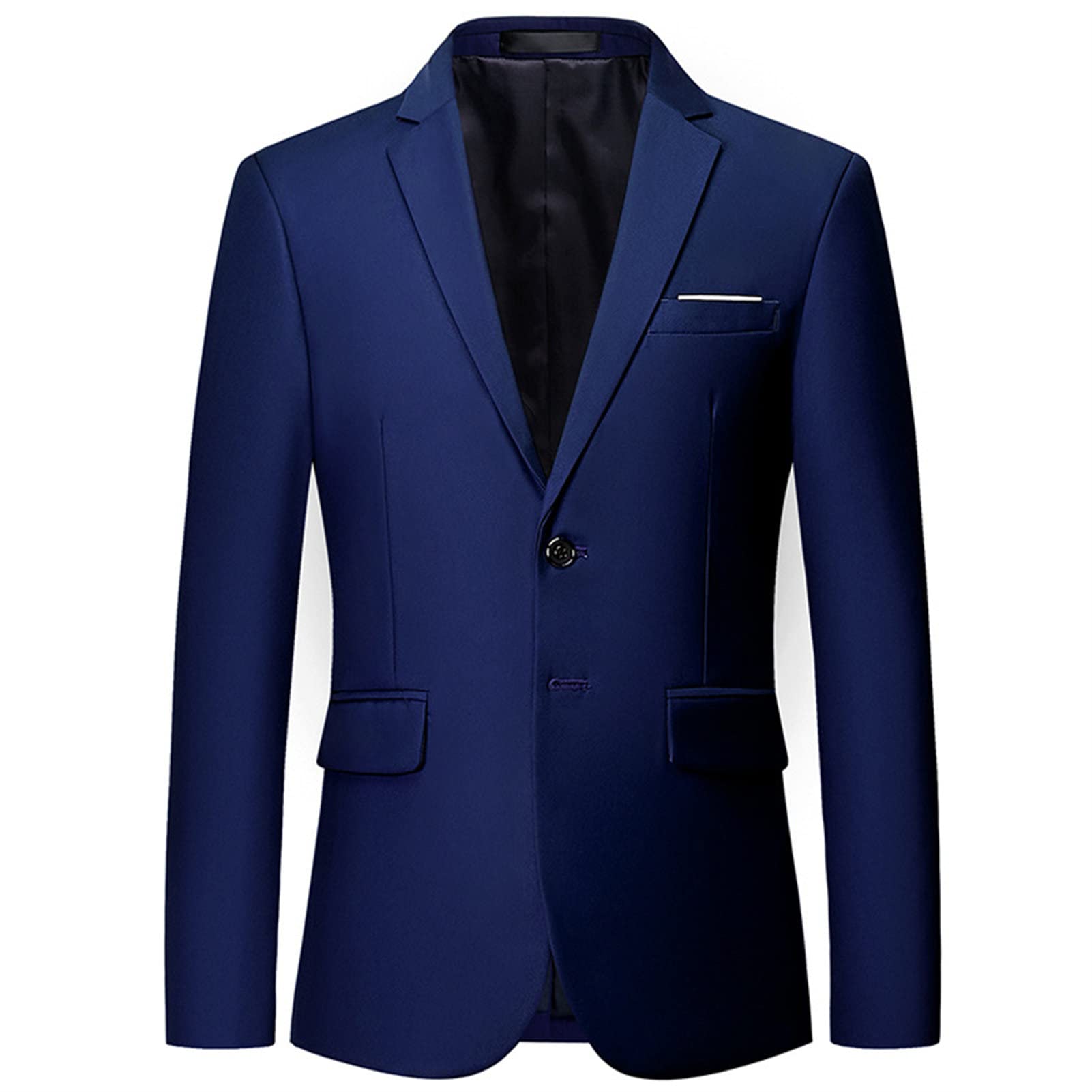 Mens Solid Slim Fit Blazer Jacket Two Button Notched Lapel Business Suit Classic Business Daily Party Sport Coat (Dark Blue,5X-Large)