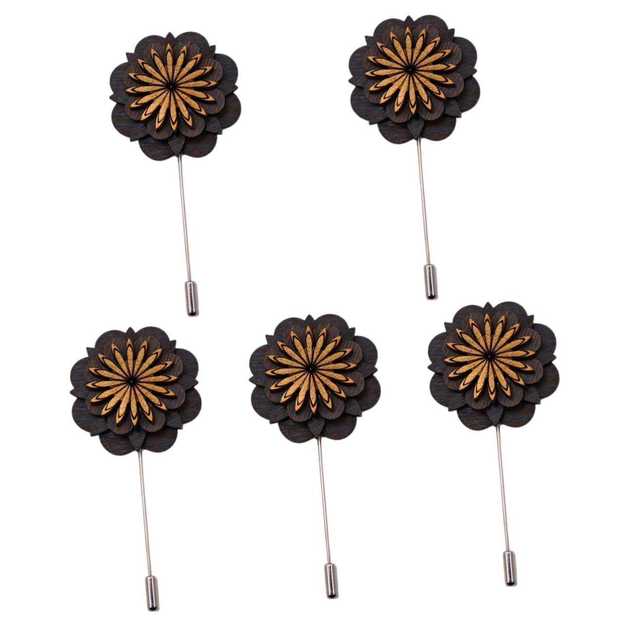 5stücke Holz Anstecknadel Blumen Brosche Für Herren Stilvolle Holz-boutonniere Für Anzüge Praktischer Und Modischer Schmuck Für Jeden Anlass