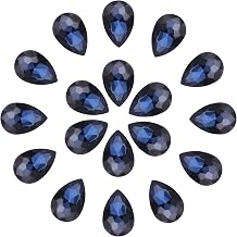 MECCANIXITY 20Pcs 20 x 30mm Teardrop Rhinestones Glass Pointed Back Rhinestone Beads Gems for Jewelry Making Costume Crystal Embellishments Crafts,Dark Blue