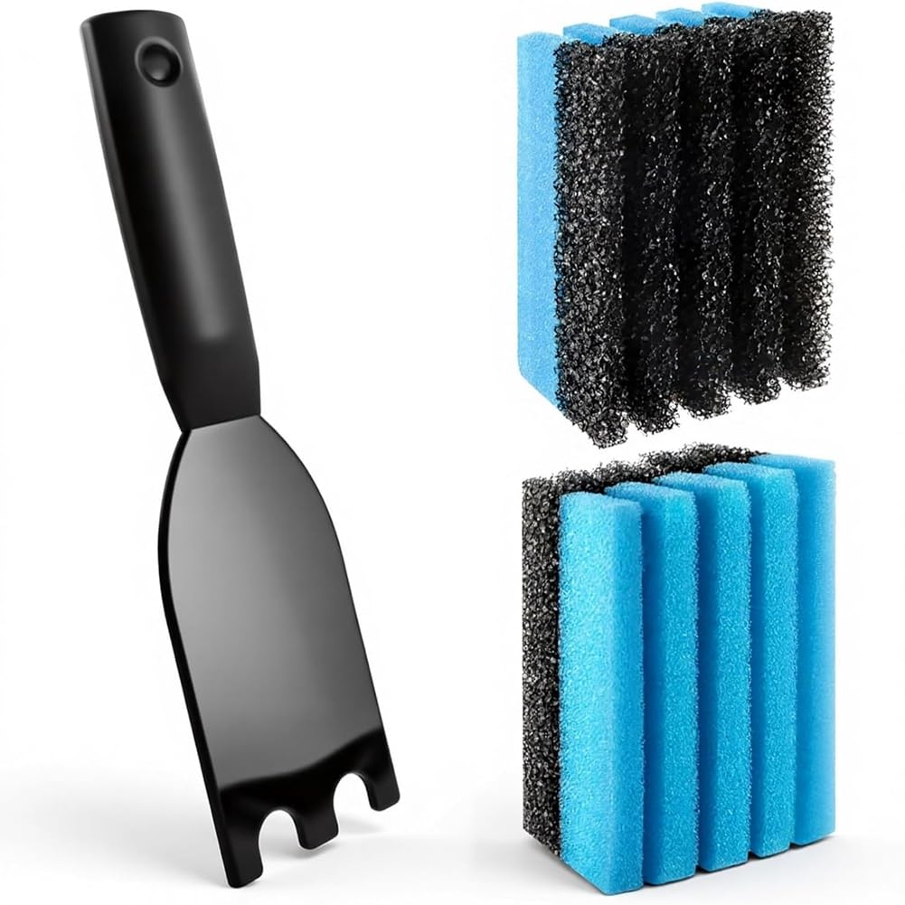 Hndhbfgrt Cleaning Sponge, Kitchen Sponges and Scraper for Most Other Indoor & Outdoor Grills with Grooves and Sandwich Makers