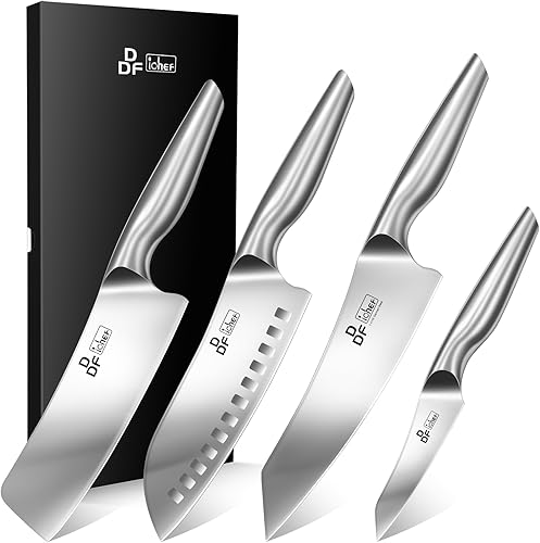 DDF iohEF Kitchen Knife Set, 4 Piece Professional Ultra Sharp Knives Set, Japanese High Carbon Stainless Steel Chef Knife Set for Home and Kitchen