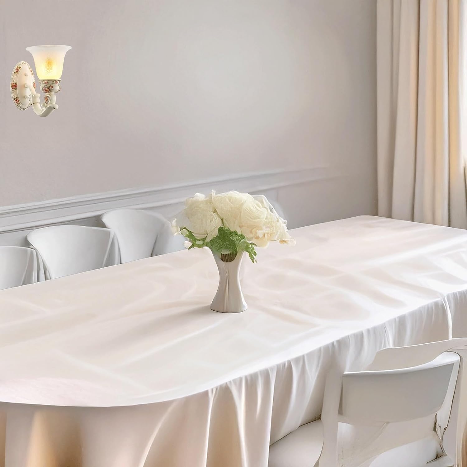 European Rural Wall Sconce Painted Resin Base Floral Carvings Frosted Glass Bell Shade Hardwired Wall Lamp for Living Room Bedroom Dining Room Apartment Art Decor Romantic Ambient Lighting