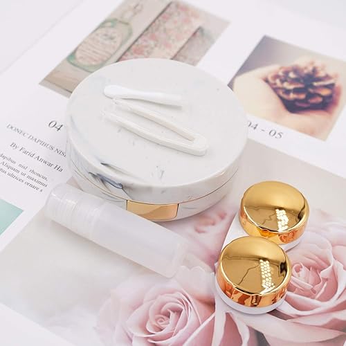 Miniatura 6 de Honbay Fashion. - Estuche para lentes de contacto, acabado mármol, con espejo (redonda).