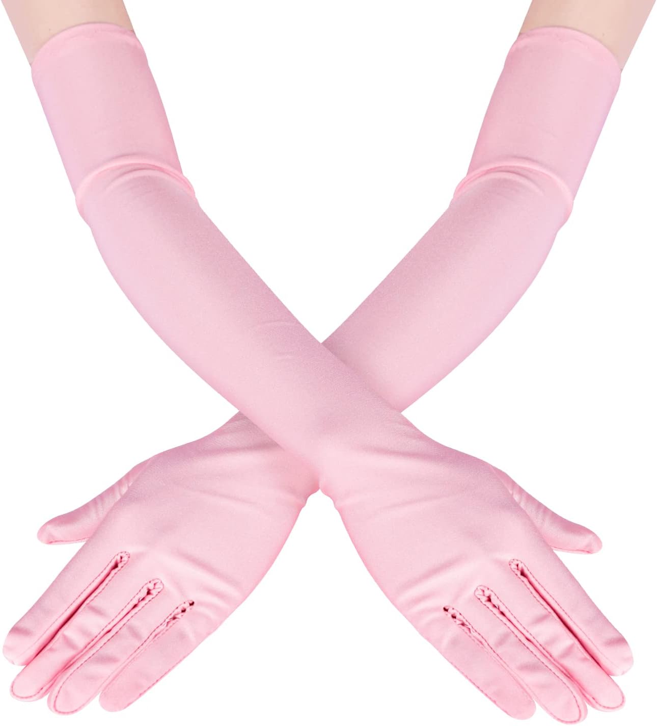Long Opera Party Gloves for Women 1920s 20s Satin Gloves Costumes Elbow Length Bridal Evening Dress, 21 inches