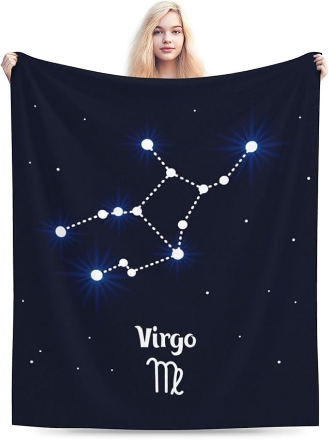 Virgo Zodiac Constellation Blanket, Soft Lightweight Cozy Constellation Flannel Throw Blanket for Couch Sofa Bed Decor, Birthday Gifts 80