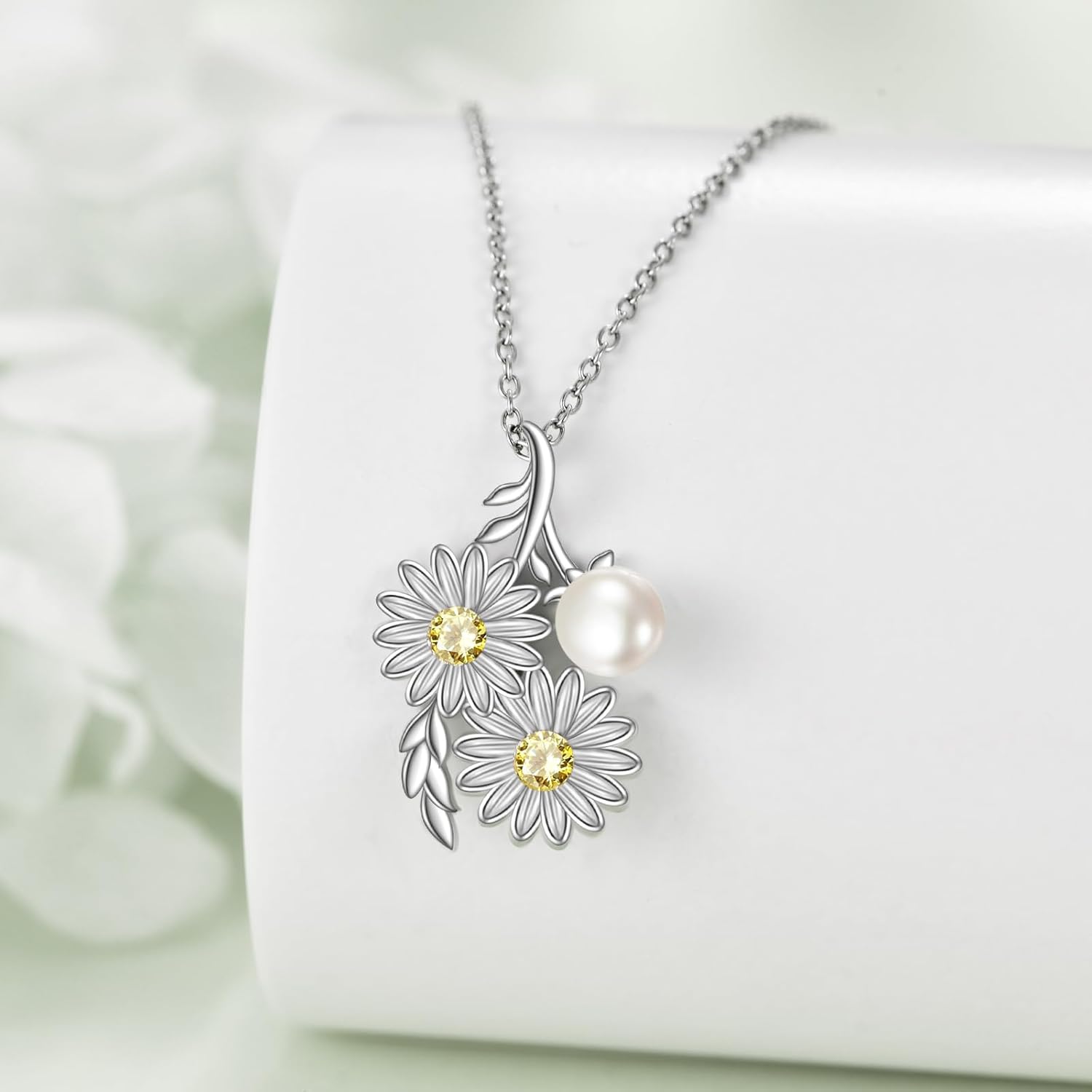 Flower Necklace Sterling Silver Daisy/Sunflower Pendant Beautiful Flower Jewelry Gifts for Women Mother - Image 4