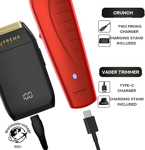 Miniatura 4 de Supreme Trimmer Vader Trimmer & Crunch Foil Shaver Kit de corte de pelo para barberos  Cortador de barba profesional DLC T-Blade ST3778 & STF602