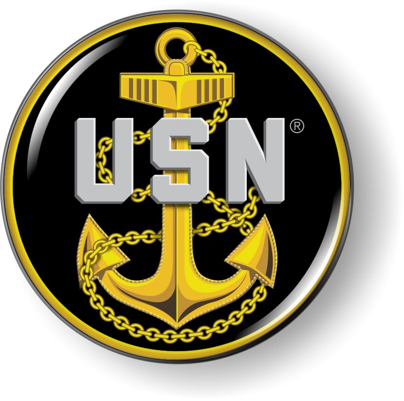 Image of BestLicensePlateFrames - U.S. Navy Chief Fouled Anchor USN 3D Domed CAR Emblem Badge Sticker Flexible - Official U.S. Navy Licensed Product