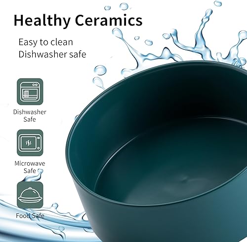 Miniatura 2 de Cuenco verde de cerámica para perros de 8 pulgadas para razas medianas y grandes, perros perdigueros, 7.6 tazas antideslizante y pesado plato de