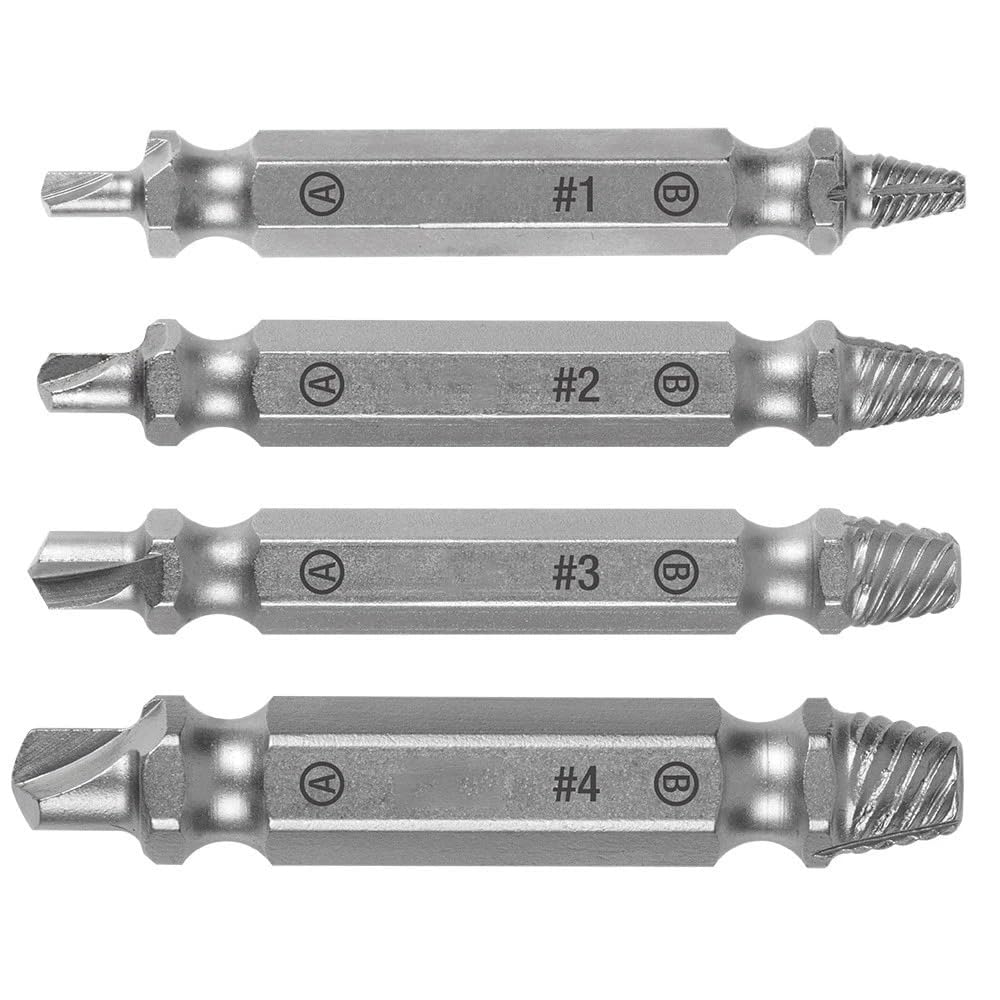 for Milw aukee 49-57-9001 M2 Steel Screw Extractor Set 4-Piece, Damaged Screw Removal Tool Kit with Easy-Out Extractors for Broken Bolts and Stripped Screws, High-Speed Steel Construction