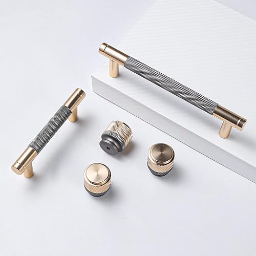 Miniatura 2 de Gutuwellea Paquete de 20 manijas moleteadas de gabinete de 5 pulgadas de 5.039 in, tiradores de aluminio, tiradores de cajones moleteados, acabado