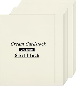 QTLCOHD 200 Sheets Cream Cardstock 8.5 x 11 Inch | Off White Cardstock 110lb Ivory Cardstock Paper Printer Paper for Certificates, DIY Card Making, Invitations, Business Cards