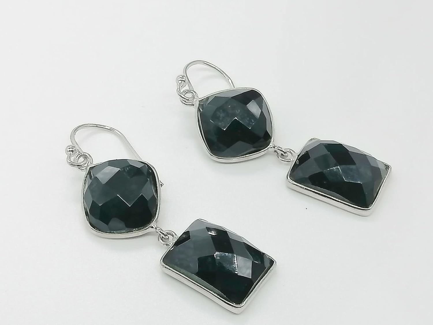 Onyx Gem Earring Drop dangle 925 Silver big size dangle stud