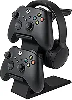 Suporte De Mesa 2 Controles E Headset Universal Ps5 Xbox Pc Preto