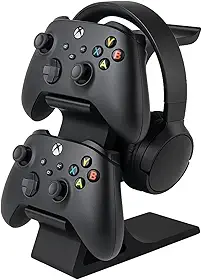 Suporte De Mesa 2 Controles E Headset Universal Ps5 Xbox Pc Preto