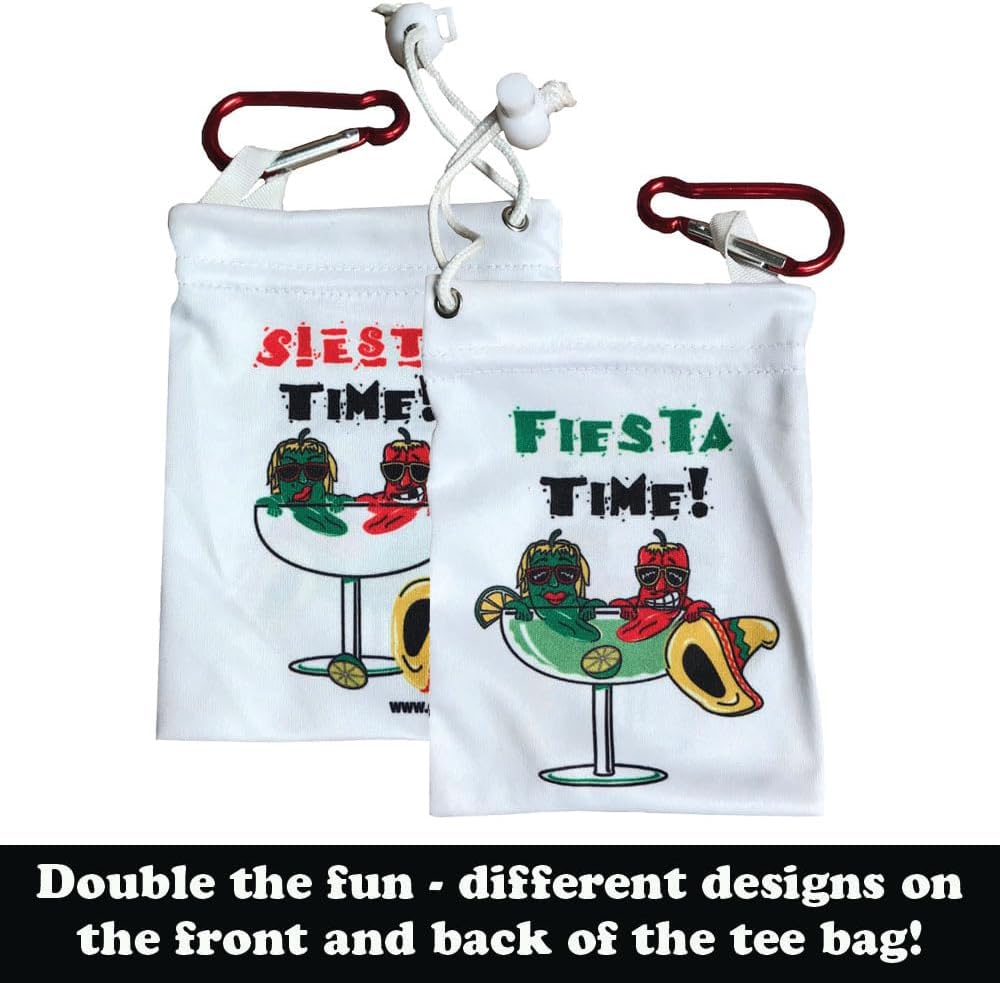 Giggle Golf Par 3 Includes a Golf Towel Waffle Material, Tee Bag with 4 Tees, and Bling Golf Ball Marker with Hat Clip - Perfect Golf Gift for Women (Fiesta)