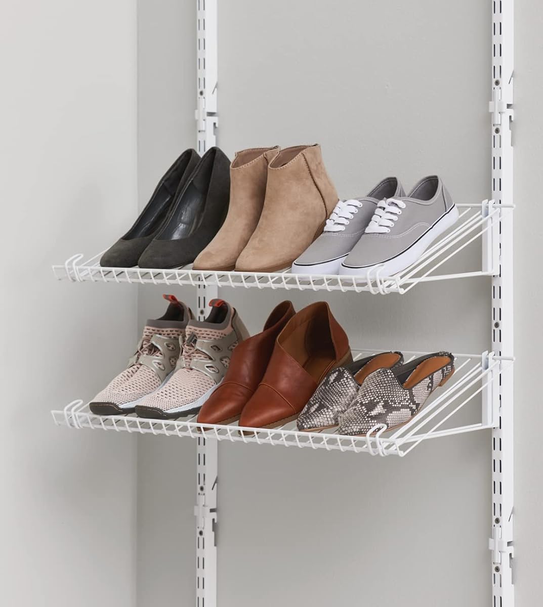 Estante para zapatos de montaje en pared personalizable, blanco, para el hogar/casa/armario/lavandería/organización de ropa blanca
