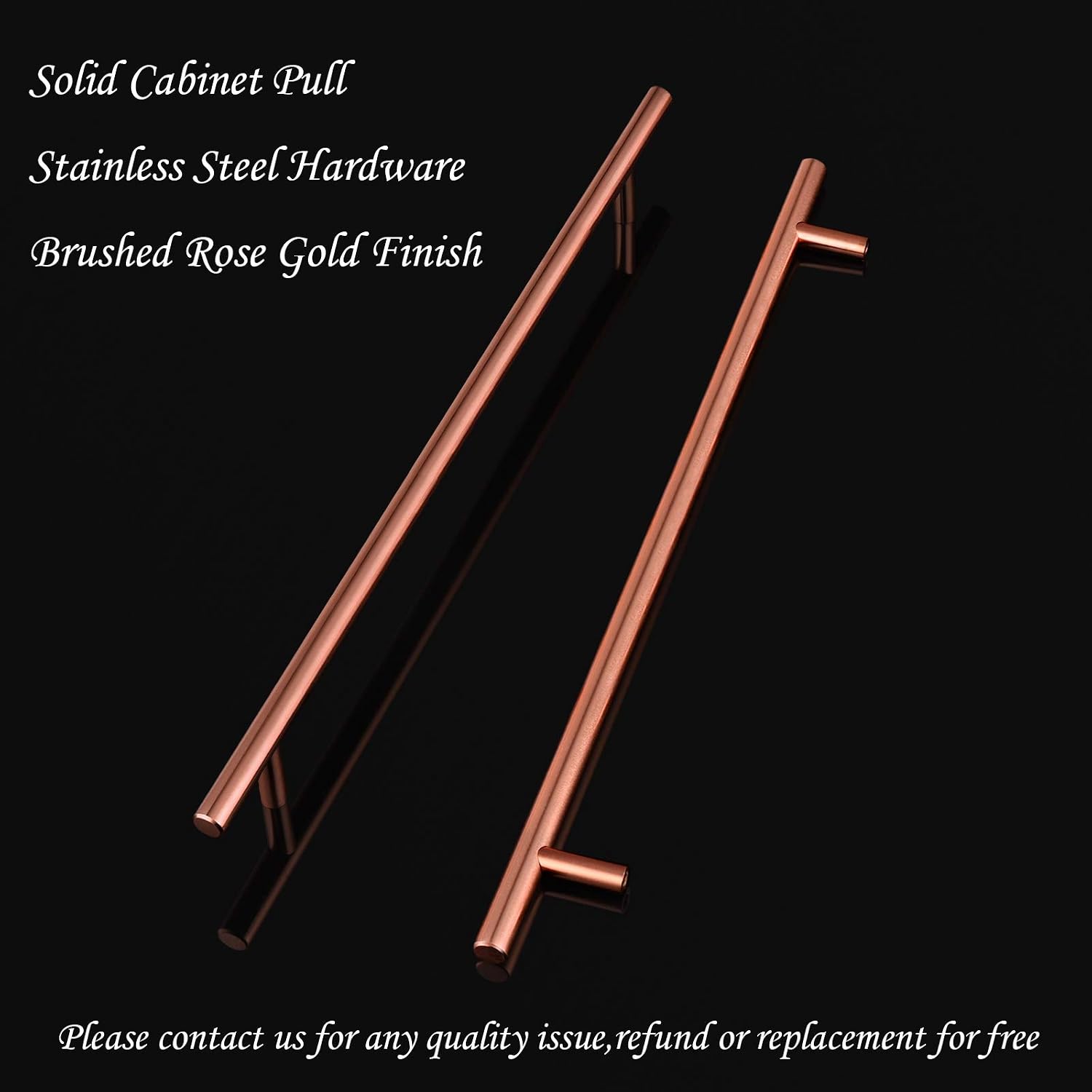 10Pack|10'' Solid Cabinet Pulls Rose Gold Drawer Handle Copper,Brushed Stainless Steel Kitchen Handle Pull Furniture Hardware,Diameter 10mm(2/5'')