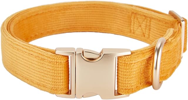 YUDOTE Ultra-soft Dog Collar Natural Cotton Corduroy Made for Small Dogs with Sensitive Skin,Orange