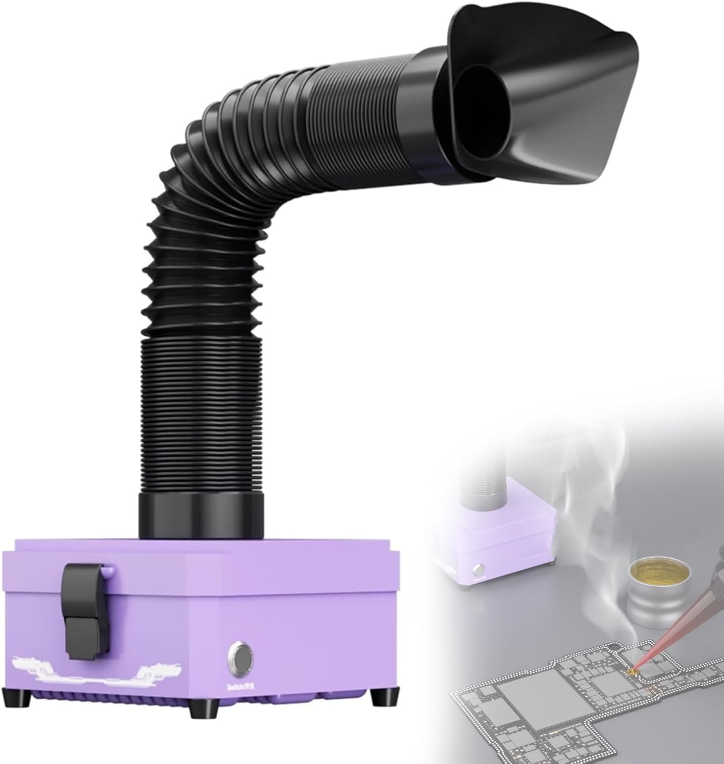 Solder Fume Extractor, Desktop Electric Iron Welding Fume Extractor, Desktop Smoke Absorber with Filters, Strong Suction, Low-Noise, for DIY Welding Work, 3D Printing, Electronics Repair